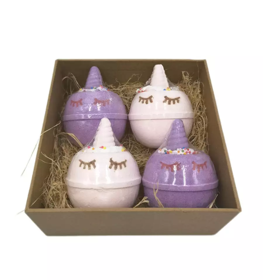 Handmade Cream Unicorns Shape Bath Bomb Gift Set