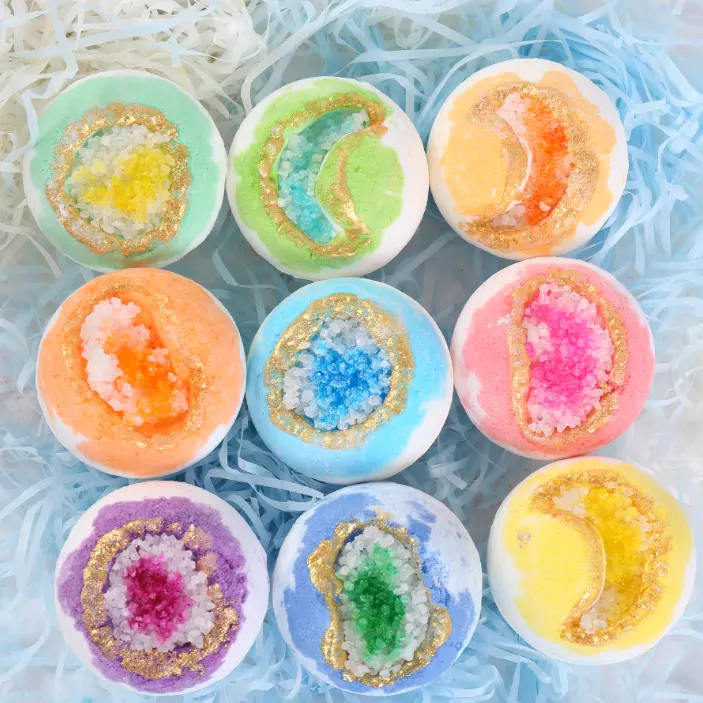 Organic Colorful Sea Salt Fizzy Bath Bombs